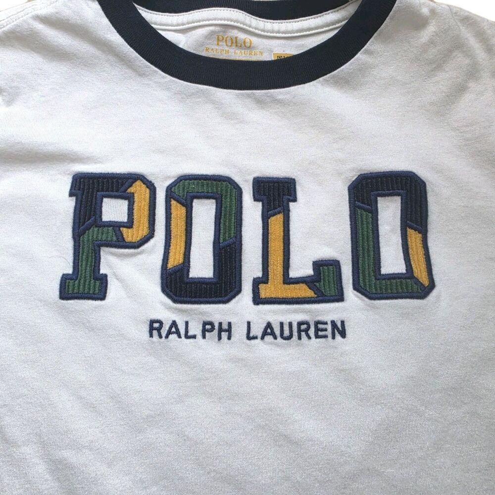 Polo Ralph Lauren Boys Corduroy-Logo Cotton Jersey Tee White Little Kid, Size 5 - Picture 2 of 6